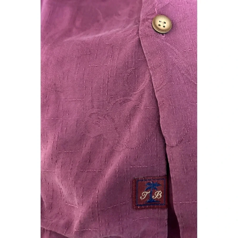 Vintage Rare Tommy Bahama Sips Ahoy Silk shirt embroidered Mens S Wine Floral